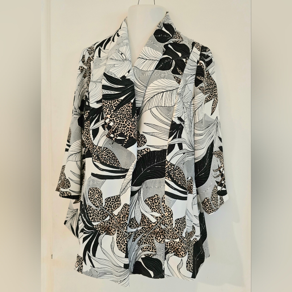 Chico's Black and White Patterned Blazer
